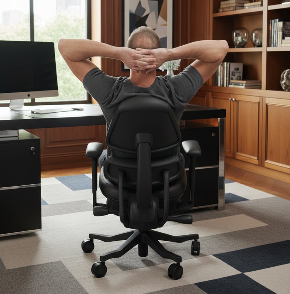Independent back system of Anthros chair providing upper back support